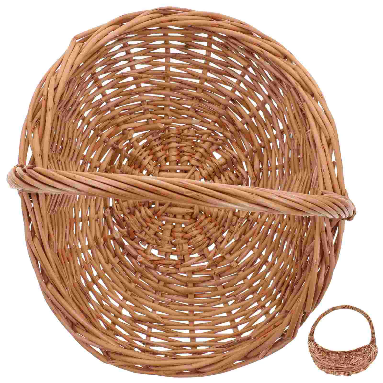 

Basket Wicker Baskets Woven Flower Girl Pantry Serving Vegetable Storage Straw Candy Handles Wedding Bread Picnic Harvest Rattan