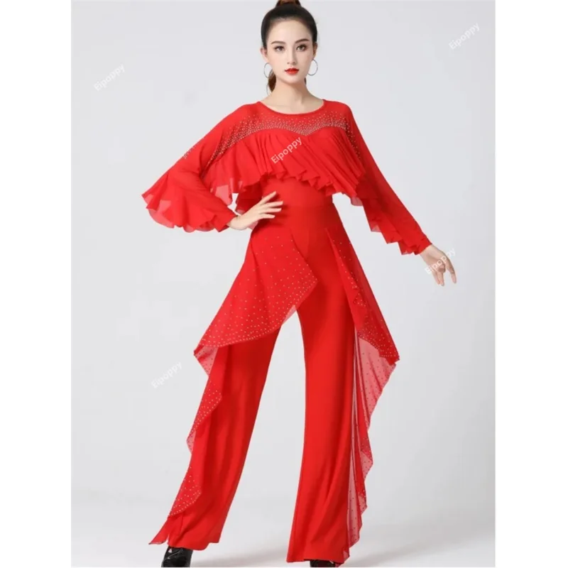 Костюм для латиноамериканской бальной комнаты с оборками женские топы одежда