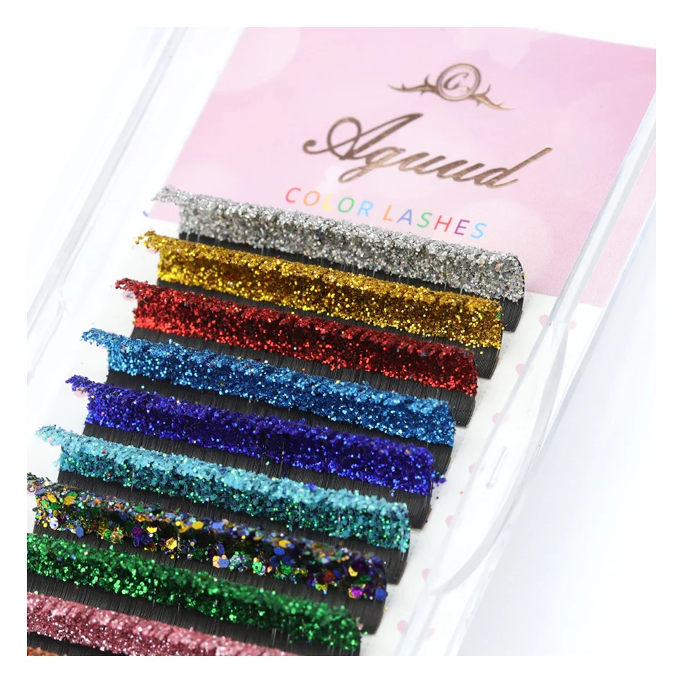 

Glitter Fashion Shiny Colorful False Eyelash Mix Colors Russian Volume Individual Lashes False Eyelashes Glitter Christmas Party