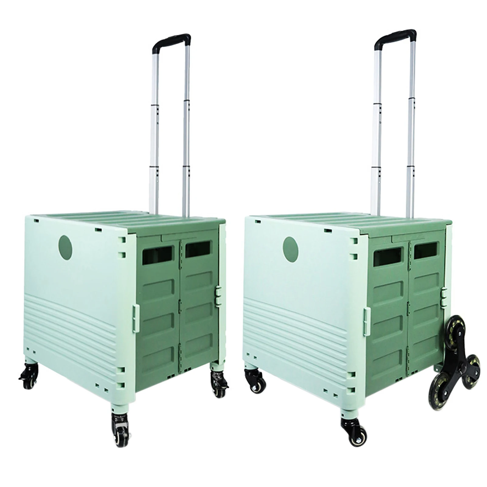 

Rolling Carts With Wheels Collapsible Grocery Cart On Wheels Rolling Utility Cart With Telescoping Handle Green