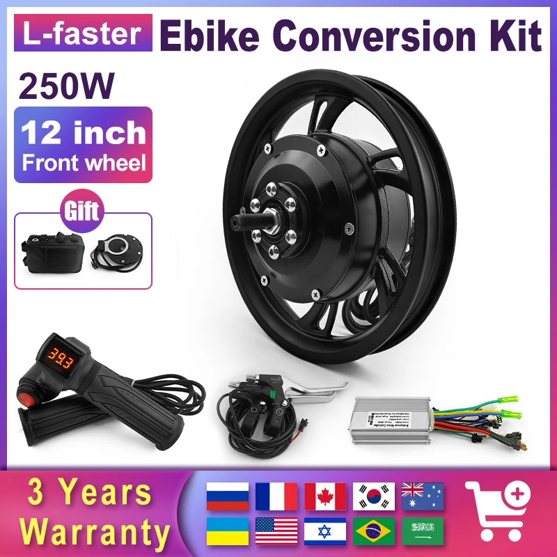 DIY 36 в 250 Вт 12-дюймовый электрический велосипед, бесщеточный передний прямой мотор с узлом управления дроссельной заслонкой
