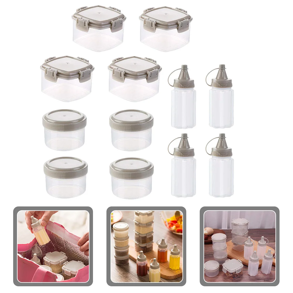 

12 Pcs Seasoning Storage Set Spice Holders Food Containers Lids Rack Plastic Jars Sauce Go For spices