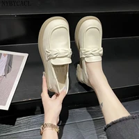 new oxford shoes ladies slip on flats solid decorate leather shoes thicken heels loafers sneakers spring single fashion shoes