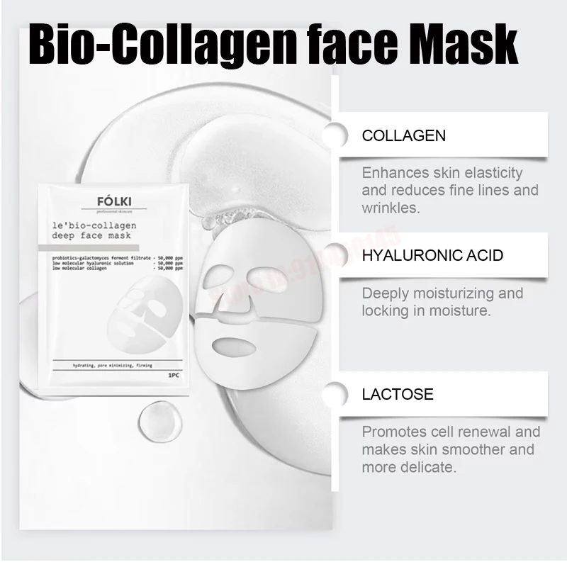 Биоколлагеновая маска для лица сужает поры глубоко увлажняющая Освежающая