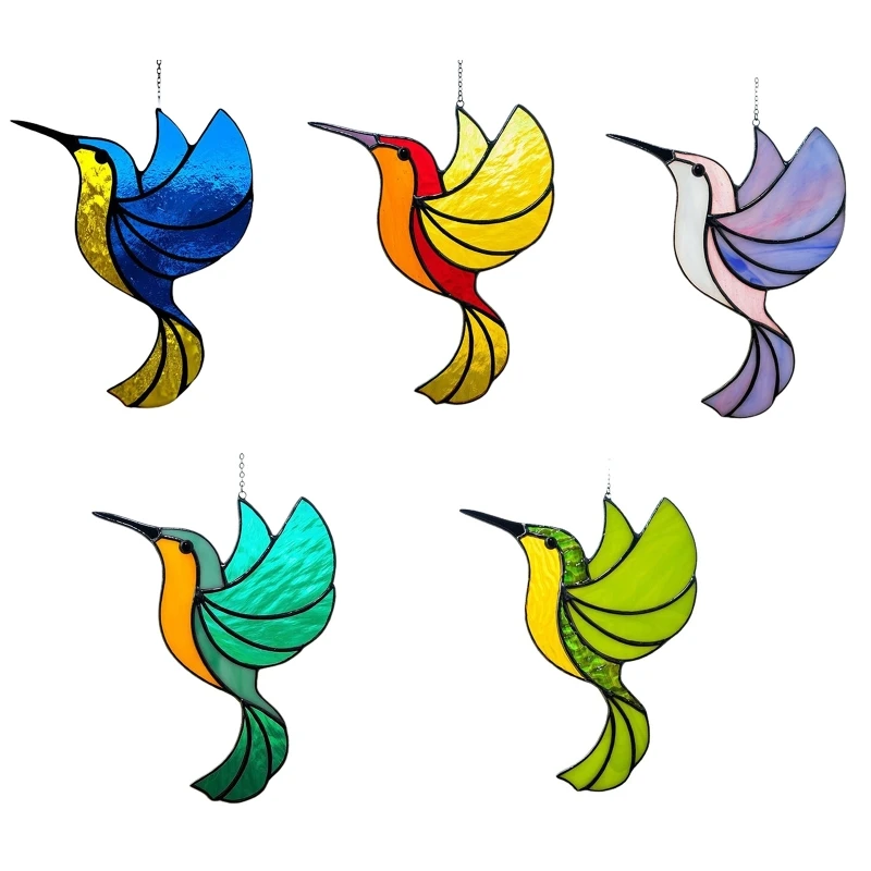 

Стеклянная подвеска в виде Колибри, украинский орнамент в виде колибри