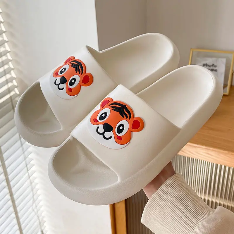Slippers Summer Girls Thick Bottom Cartoon Tiger Shoes Home Indoor Bath Non-slip Couple Slippers Men Shoes Women