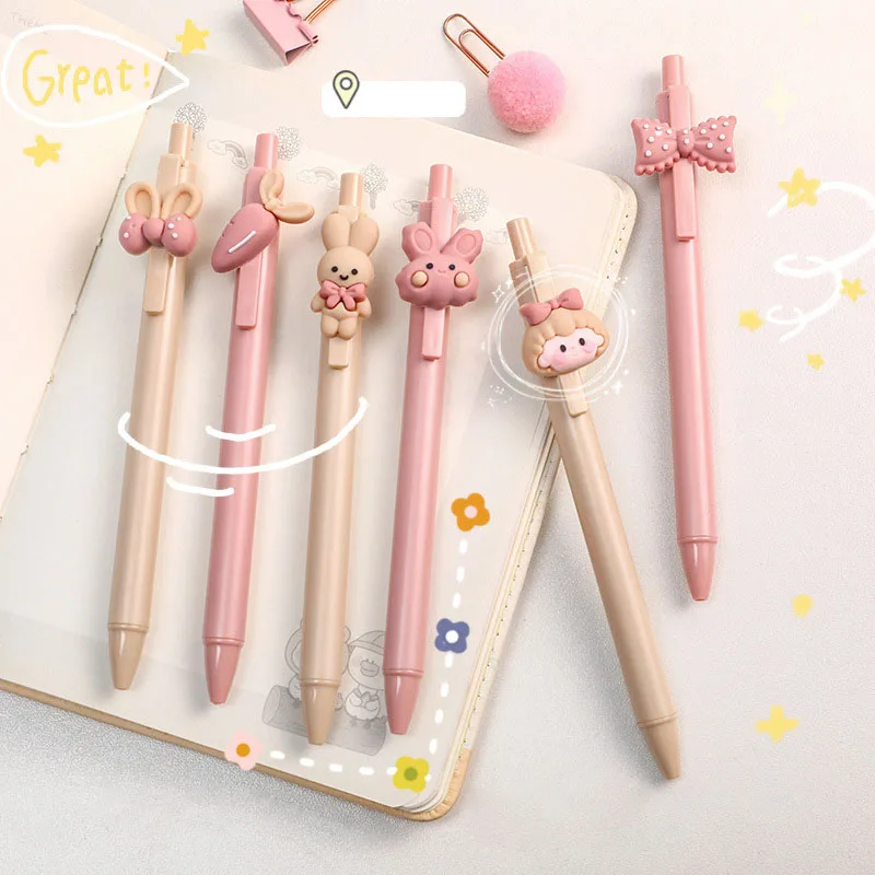 

0.5mm Bunny Girl Press Gel Pen Student Exam Bullet Press Pen Black Fountain Pen School Study Stationery Office Supplies Gift