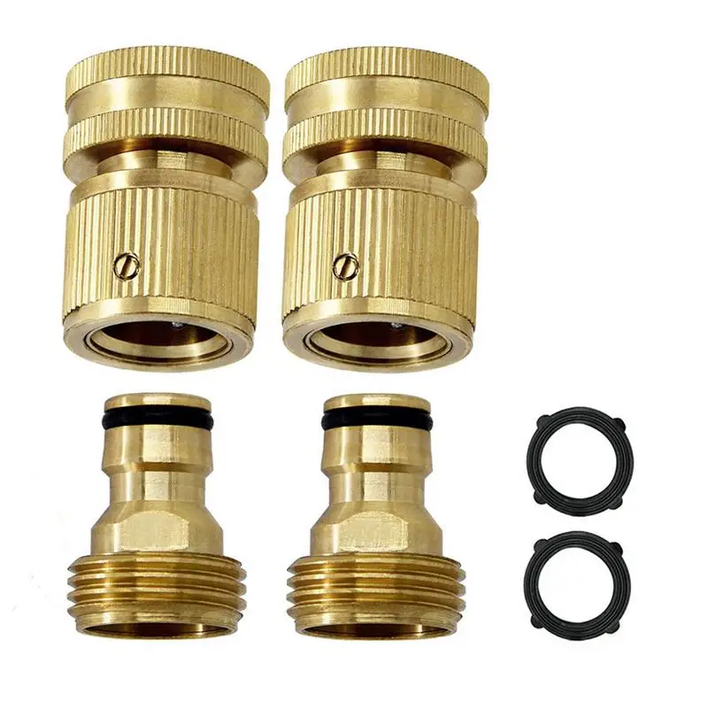 

Garden Hose Quick Connect Brass Faucet Adapter Garden Hose To Pipe Fittings Connect Male To Male Female To Female With Extra 2