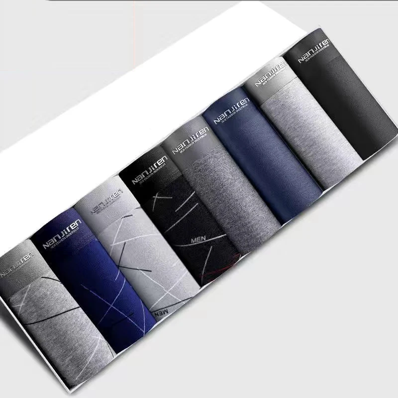 8pcs/Lot Men'S Underwear Antibacterial Breathable Print Men'S Boxer Shorts Sports Soft Plus Size Male Underpants Cotton