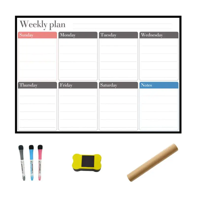 

2022 New A3 Magnetic Weekly Planner Whiteboard Fridge Magnet Daily Message Drawing Refrigerator Bulletin Notes