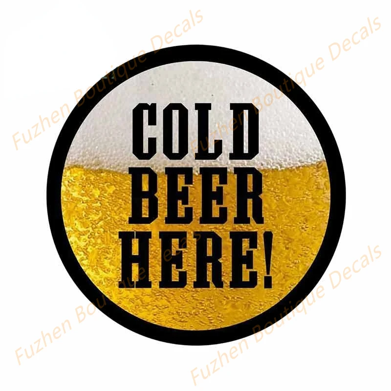 

Fuzhen Boutique Decals Exterior Accessories GOLD BEER HERE Motorcycle Car Stickers DIY Waterproof Fashion 3D Surfboard Decal