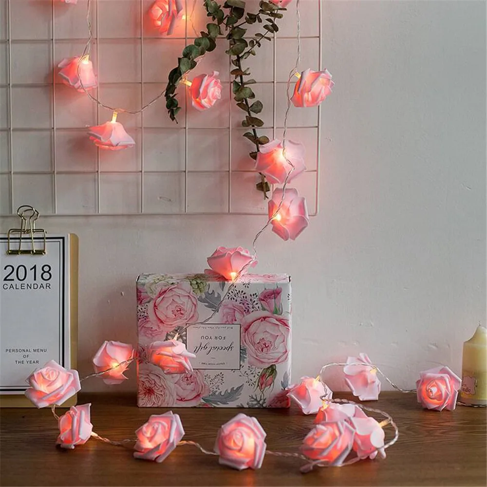 

7cm Rose Flower String Lights USB/Battery Operated Artificial Flower Bouquet Garland LED Light for Valentine's Day Wedding Party