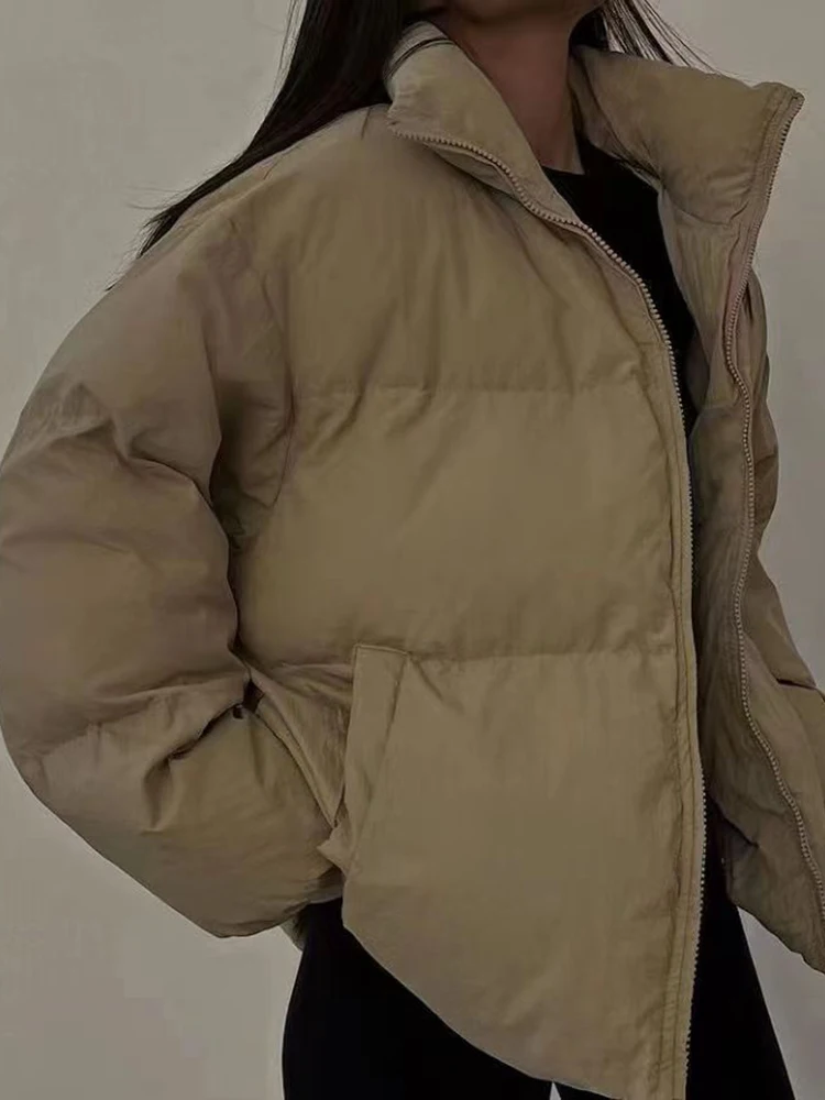 Cryptographic Autumn Winter Fashion Zipper Down Jackets for Women Warm Puffer Jacket Trench Coats Clothes Bubble Down Jackets