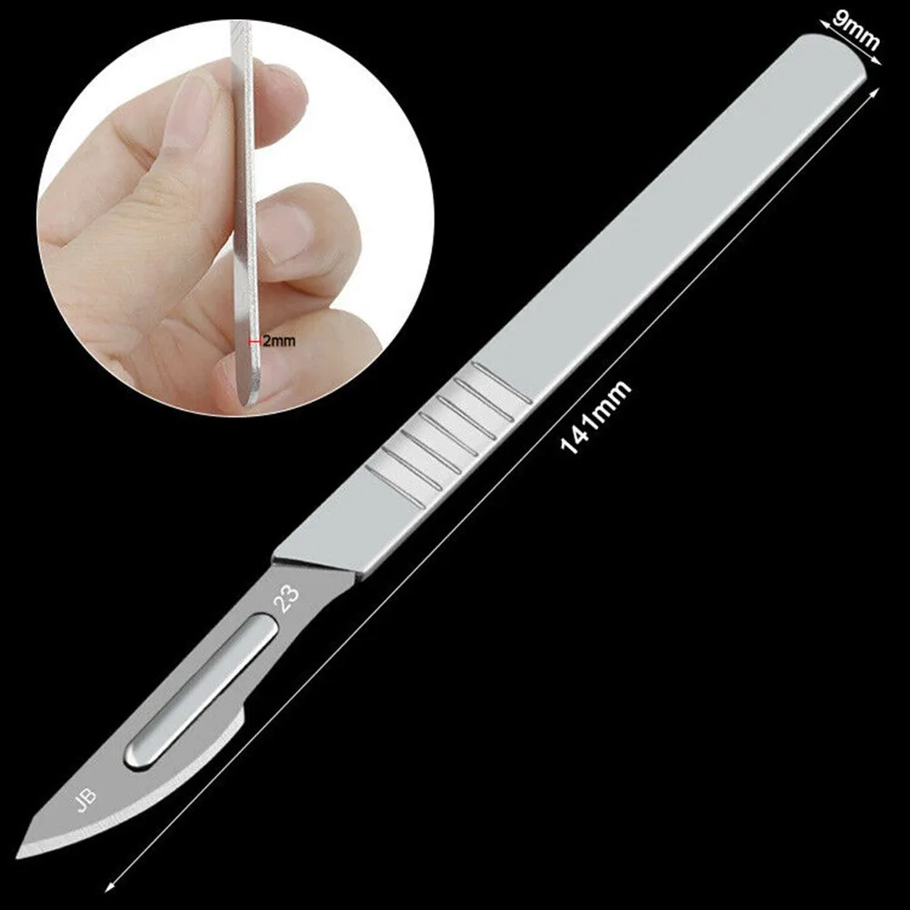 

20pcs 11# 23# Carbon Steel Scalpel Blades + 2pcs Handle DIY Cutting Repair Hand Tools Non-slip Cutter Engraving Craft Blades PCB