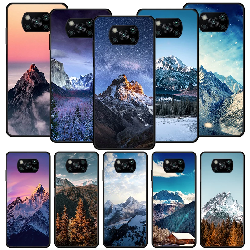 

Mountain Peak Forest Black Phone Case for Xiaomi Redmi 10A 10C 10 9C 9T 9A 9 Poco X5 Pro X3 Nfc M5S M3 M2 F3 K40 Silicone Cover