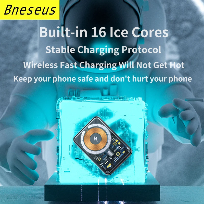 New 10000mAh Transparent Portable Magnetic Power Bank For iphone 12 13 Magnetic Wireless Charger External Auxiliary Battery Pack