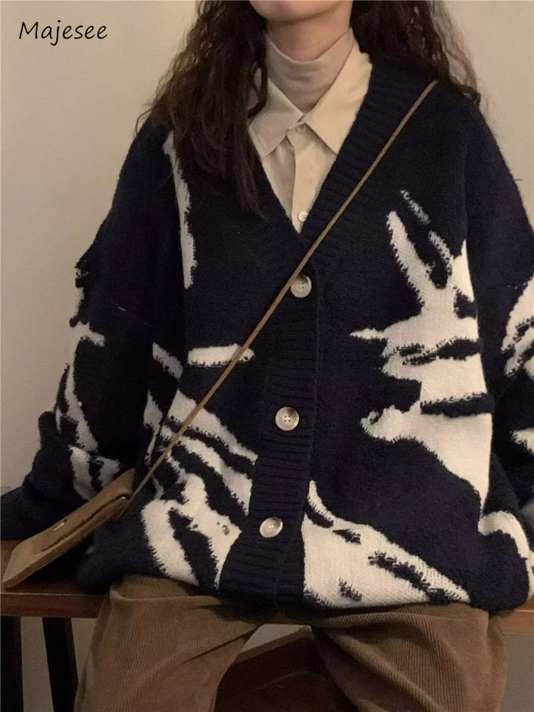 

Cardigan Women Cozy American Style Unisex Baggy Simple Irregular Autumn Winter Teenagers Sweet Elegant Streetwear Leisure Chic