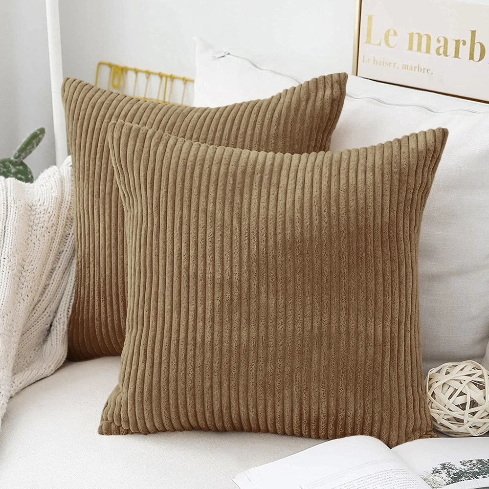 

Плюшевые наволочки в стиле бохо из искусственного меха, супермягкая полосатая квадратная плюшевая наволочка для дома, гостиной, дивана, дивана, декора подушки