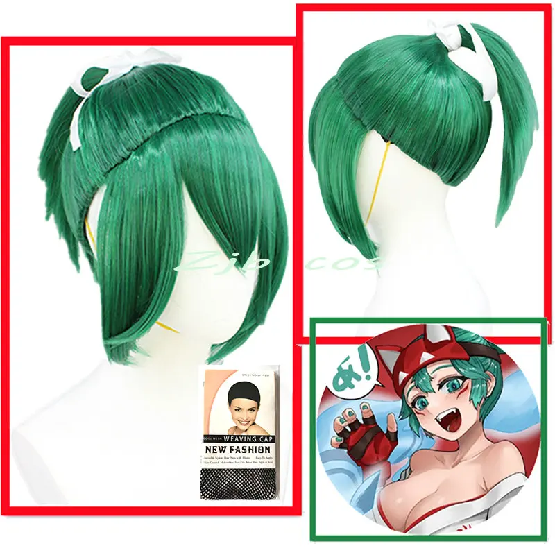 

Game Overwatch 2 Cosplay Women Kiriko Cosplay Green Wig Heat Resistant Synthetic Hair OW Halloween Party Role Play Wig Cap