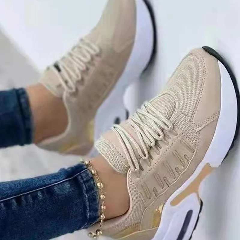 

Wedge Sneakers Women Lace-Up Height Increasing Sports Shoes Ladies Casual Platform Air Cushion Comfy Vulcanized Shoes Plus Size