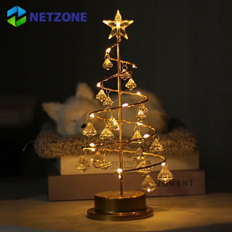 

Netzone LED Christmas Tree Lights Crystal Lamps Room Decor Bedroom Night Lamp Table Lamp Christmas Decorative Lights Ornaments