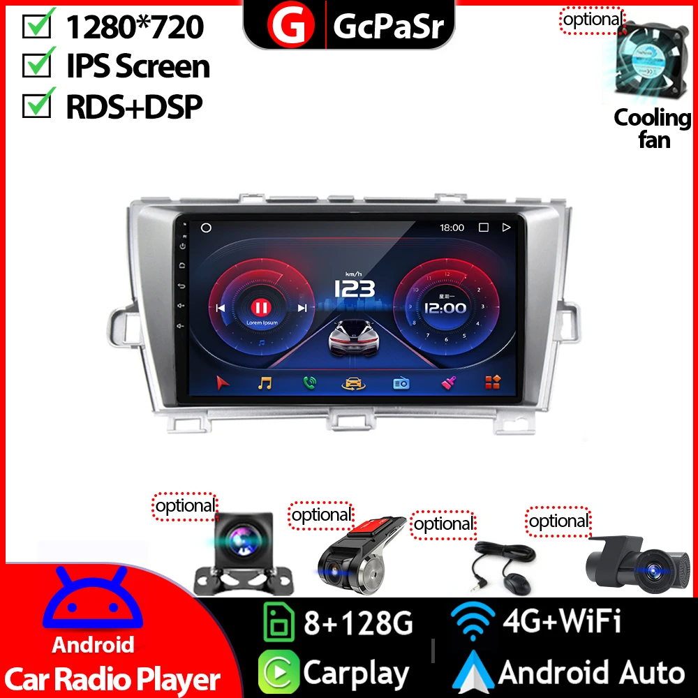 

For Toyota Prius 2009 - 2013 Android 11 Navigation GPS Autoradio Touchscreen Auto Car Radio Audio Video Player Multimedia 1 Din