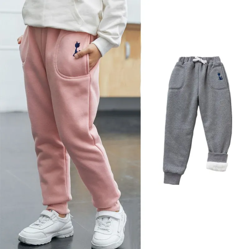 

Pants For Girls Boys Trousers Teenager 8 10 Years Velvet Sports Pants Winter Cashmere Warm Kids Leggings Baby Jogger