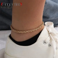 simple gold plated twist roll womens anklet anniversary gift beach party jewelry work noble