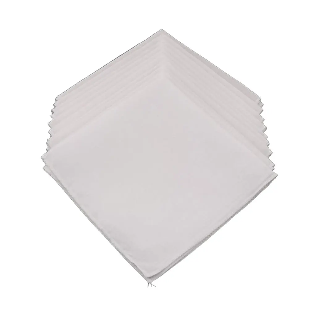 Pack of 10 Men Square Handkerchiefs Cotton Soft Wedding Ceremony Meeting Pocket Handkerchief Folding Hanky Male