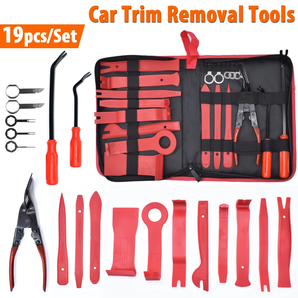 

19Pcs Car Removal Trim Tools Interior Decor Kit Audio Stereo Door Panel Dash Auto Pry Clip Remover For Ford VW BMW Renault Mazda