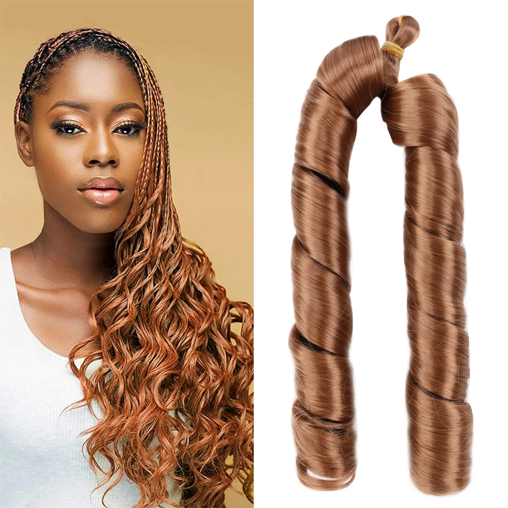 

22 Inch Synthetic Loose Wave Crochet Braiding Hair Spiral Curl Ombre French Curl Pre Stretched Braids Extensions