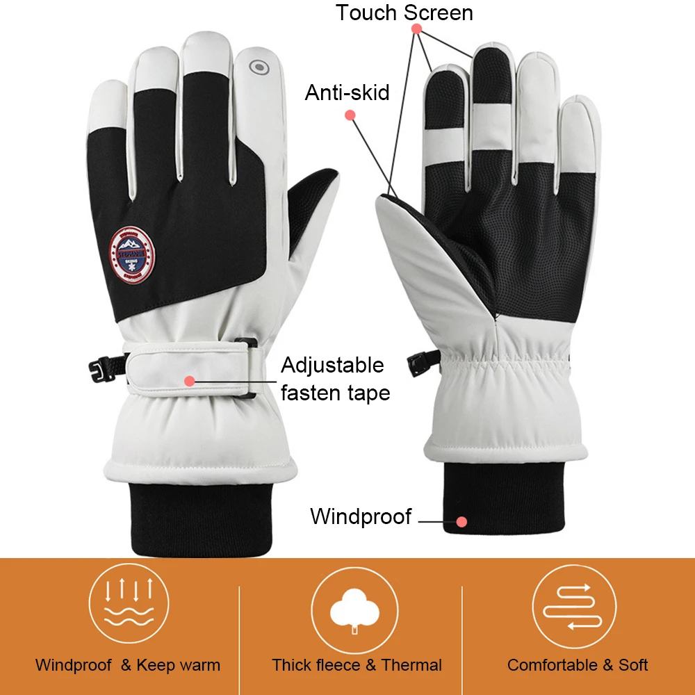 Мужские и женские зимние лыжные перчатки водонепроницаемые для сенсорного