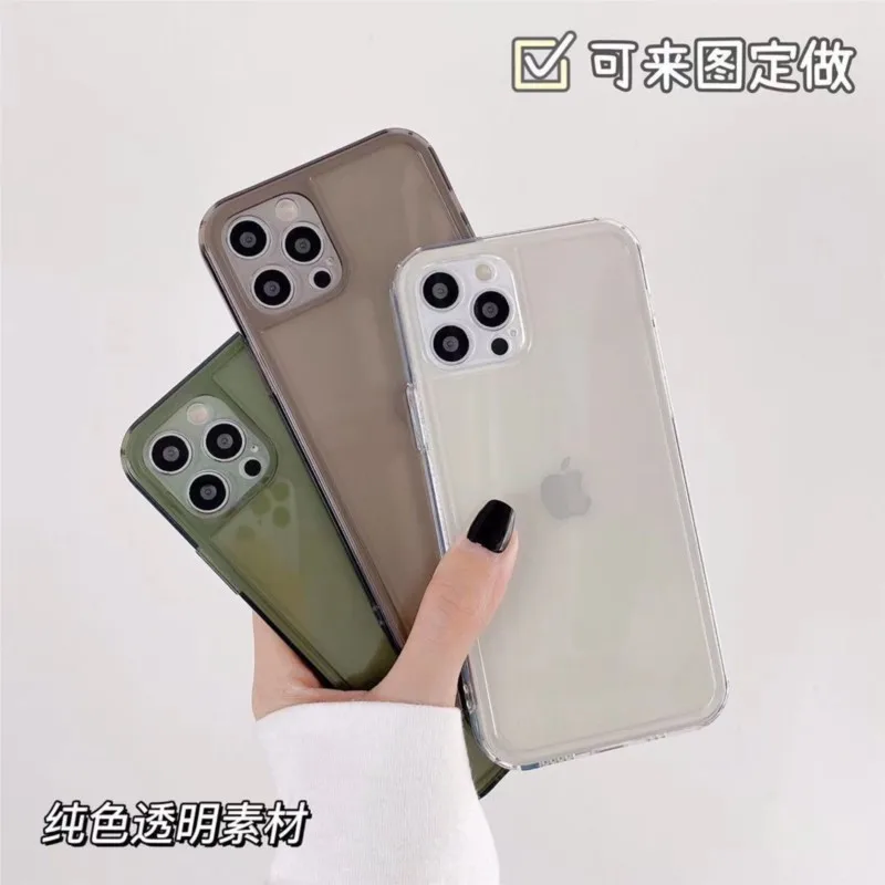 Simple Pure Color Transparent Silicone Soft Shell Phone Case For iphone 13 12 11 Pro Max XS X XR 7 8 Plus Fashion New Products