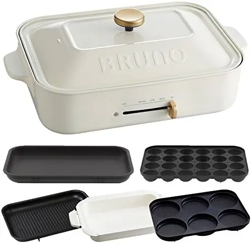 

hot plate + ceramic coated pan + grill plate + multi-plate 4-piece set (white)