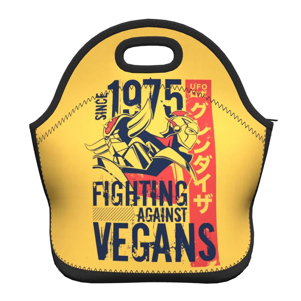 

Goldorak Grandizer Vegan Insulated Lunch Bag Portable Cooler Thermal Neoprene Food UFO Robot Goldrake Lunch Box for Women Kids