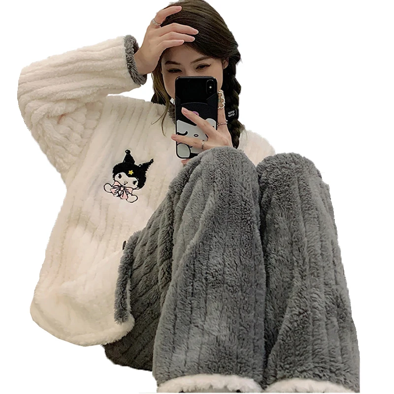 

Kawaii Sanrio, Hello Kitty Kuromi зимний комнатный и уличный теплый толстый плюшевый фон для фотографий