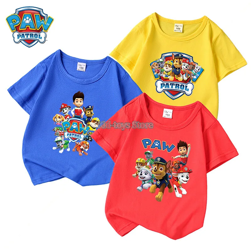 

Paw Patrols Boys Clothes Tops Summer Cotton Kids Short Sleeve Tees Costume 3D Print Cartoon Children Girls Fashion T Shirts Gift