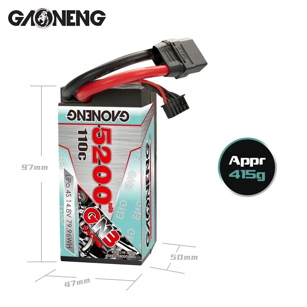 

Gaoneng GNB 5200mAh 4S 14.8V 110C/220C Hardcase Shorty LiPo Battery Pack With XT60 XT90S EC5 Plug For RC Drift Car Boat Parts