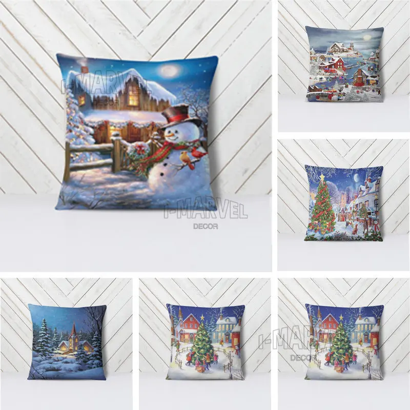 

Christmas Pillow Camel Camera Cursor Warm Snow Patterns Family Bedroom Sofa Cushioning Set New Year Cover Aesthetic Decoration