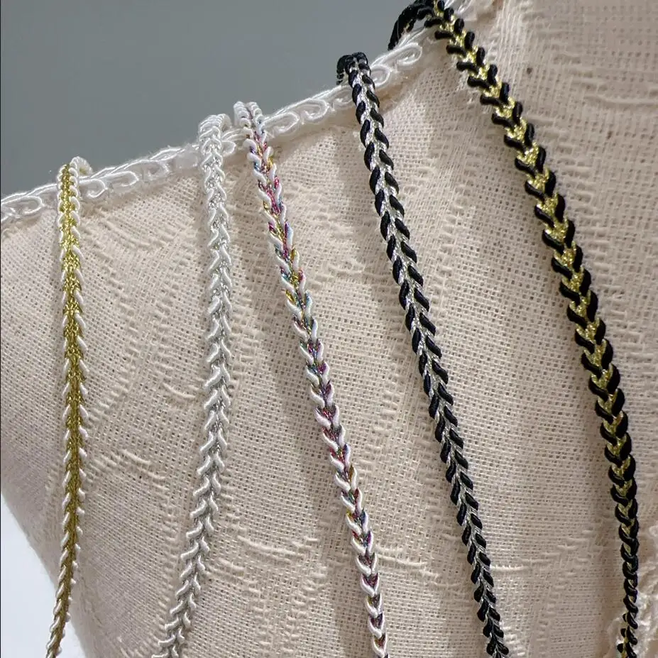 5 метров золотистая цветная мини кружевная отделка Лента изогнутая швейная