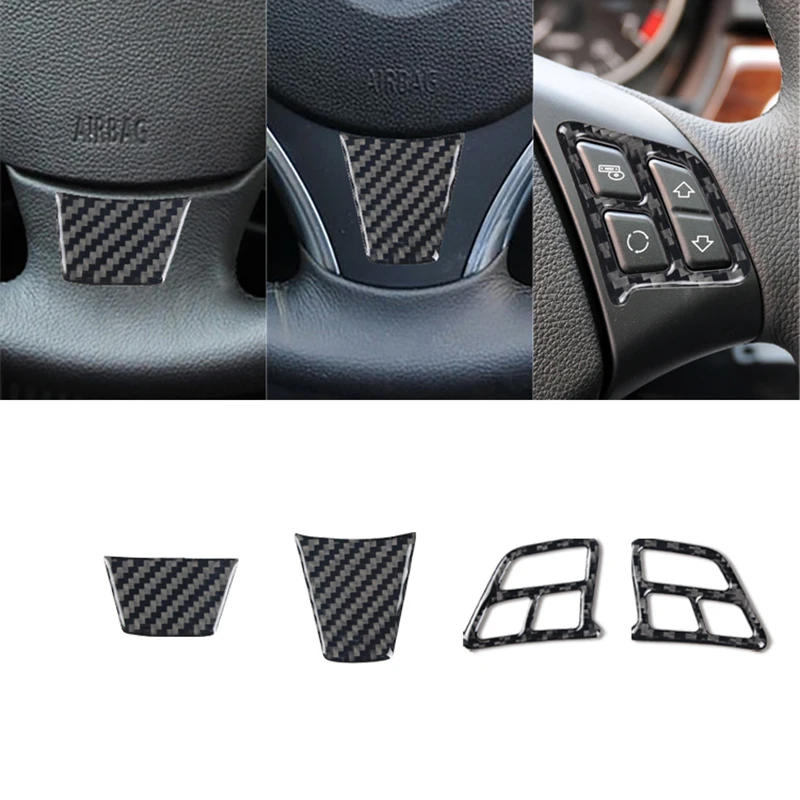 

For BMW 3 Series E90 E92 2005-2012 Carbon Fiber Car Steering Wheel Button Frame Decorative Sticker For BMW Interior Accessories