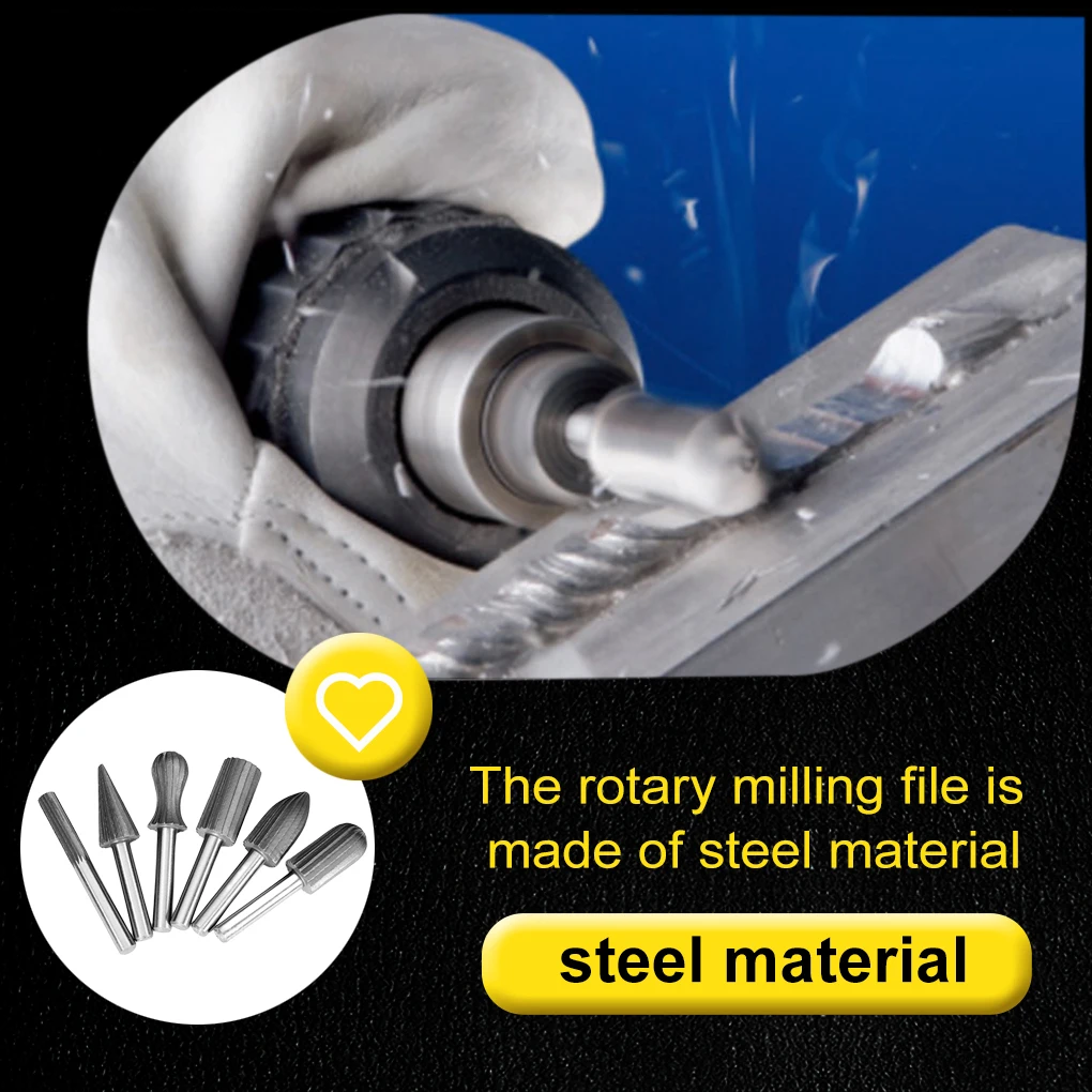 

Rotary Grinding Heads Carpentry Woodworking Files Steel DIY Polishing Sanding Bevelling Filing Replaceable Tools
