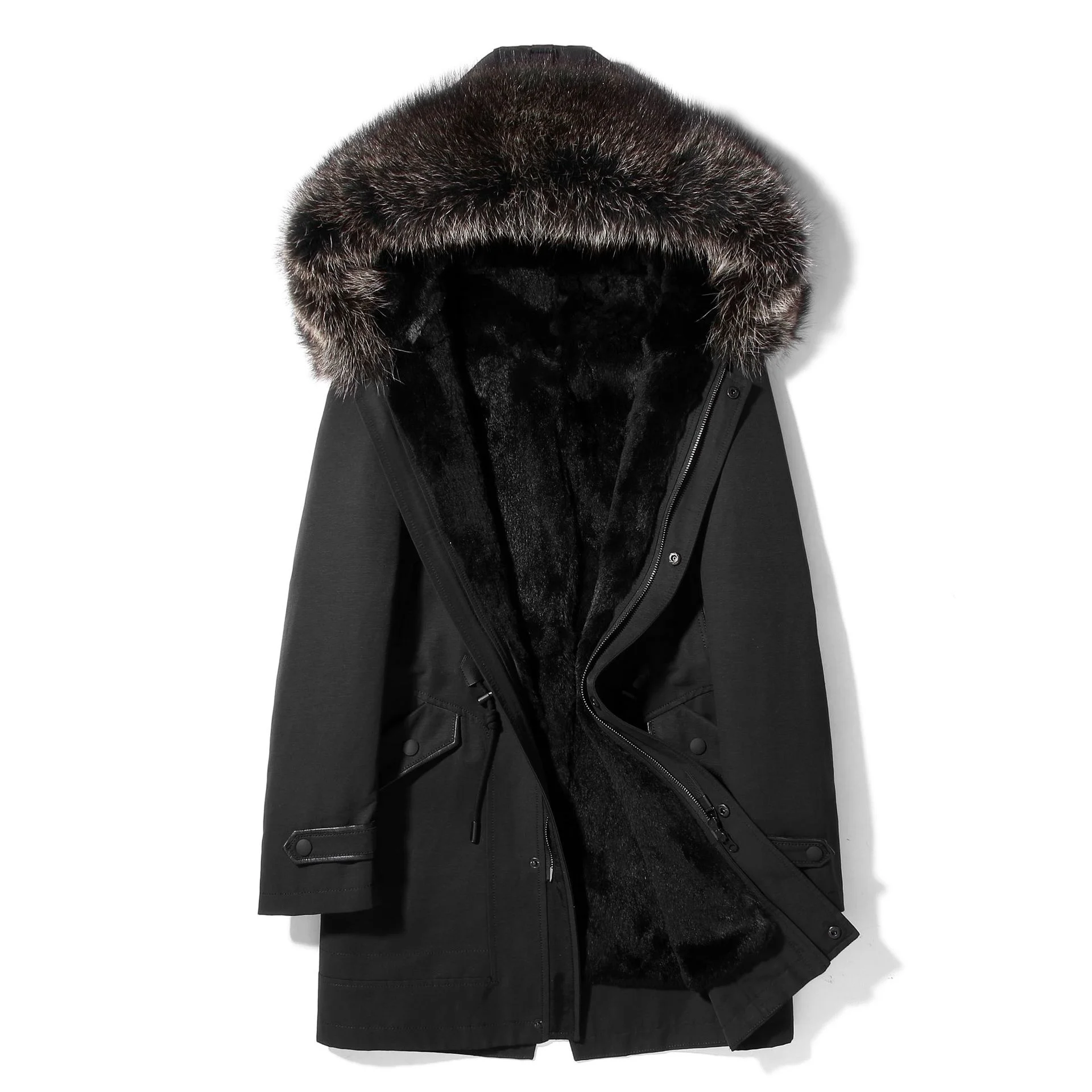 

Winter Jacket Parka Real Coat Men Natural Rabbit Fur Liner Luxury Jackets Parkas Hombre 2023 81P82007 KJ2436