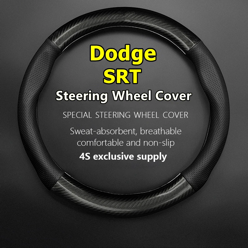 

For Dodge SRT Steering Wheel Cover Leather Carbon Fit SRT8 6.1L 2008 6.4L SRT8 392 2011 2012 Hellcat 2015 Demon 2017 2019