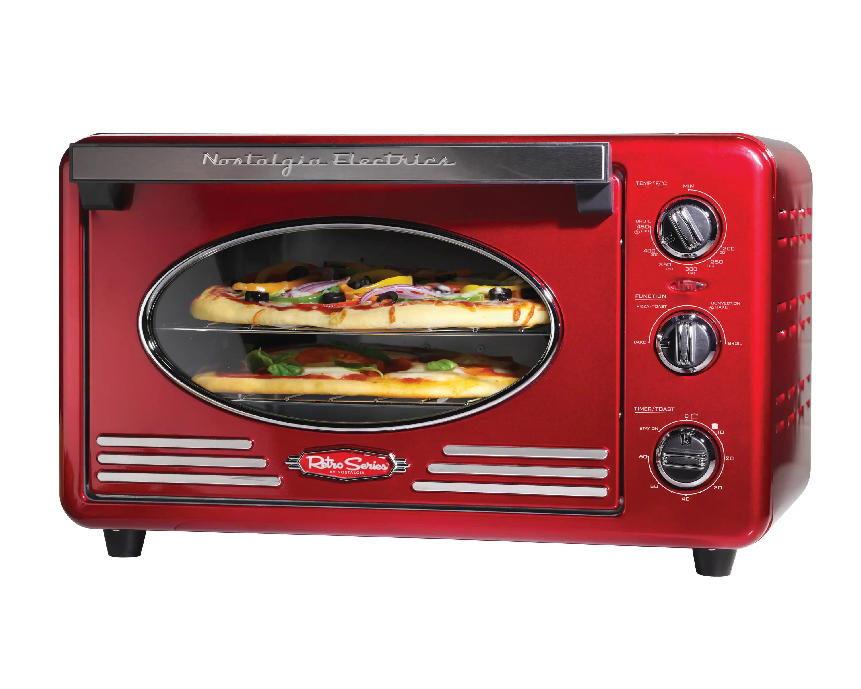 

RTOV2RR Large-Capacity 0.7-Cu. Ft. Capacity Multi-Functioning Retro Convection Toaster Oven, Retro Red free shipping