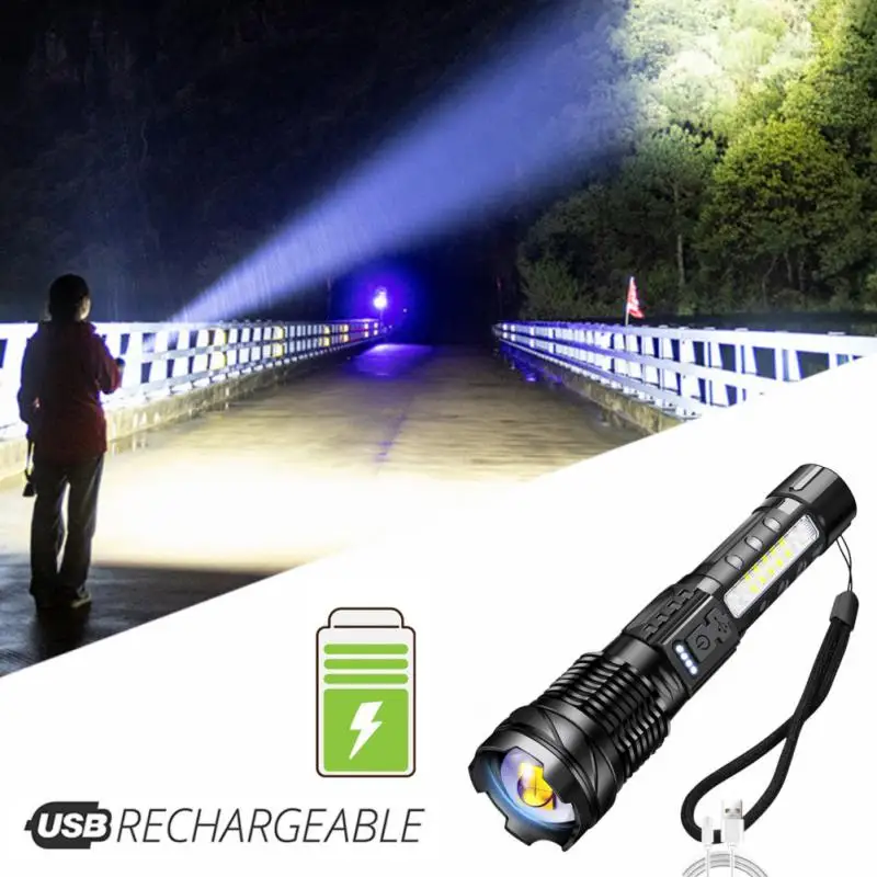 

Led Flashlight USB Type-C Rechargeable Torch Powerful Tactical Flash Light Hunting Lantern Waterproof Hand Lamp For Camping