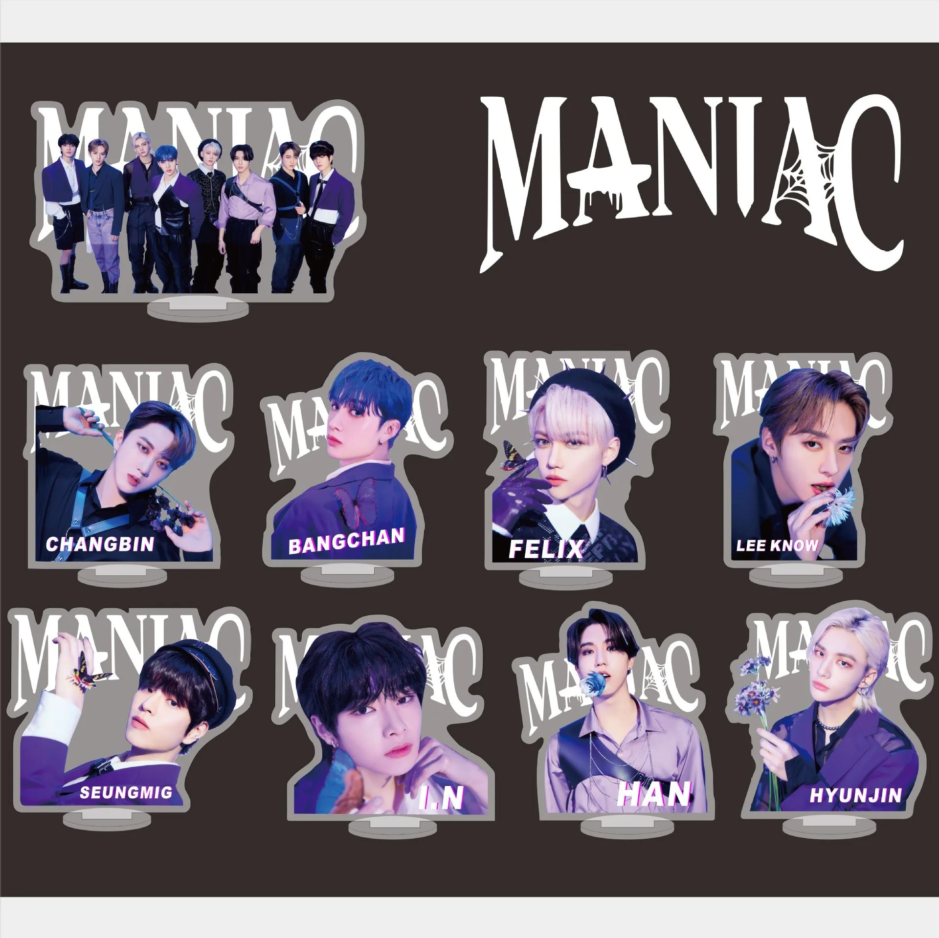 

KPOP New Boys Group Stray Kids MANIAC Acrylic Double Sided Doll Stand Up Accessories Desktop Decorations Ornaments Gifts HYUNJIN
