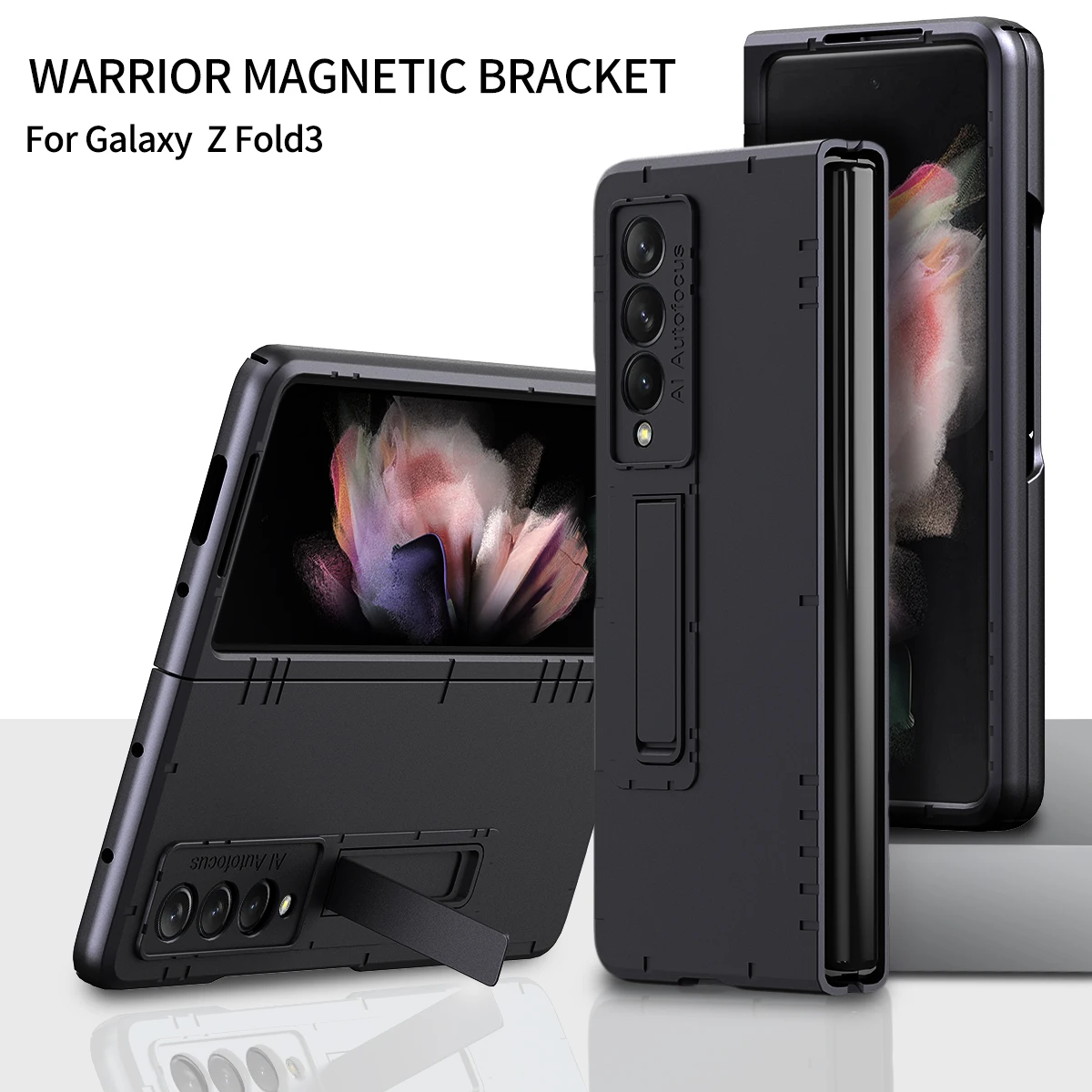 

Magnetic Folding Cover For Samsung Galaxy Z Fold 3 5G Case Camera Protection Shockproof Phone Case Luxury Kickstand Coque Fundas