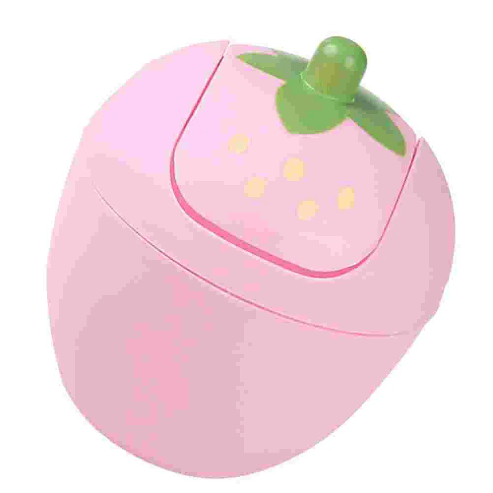 

Trash Can Bin Mini Garbage Waste Desktop Table Lidstrawberry Basket Desk Small Tiny Countertop Cute Kitchen Swing Container