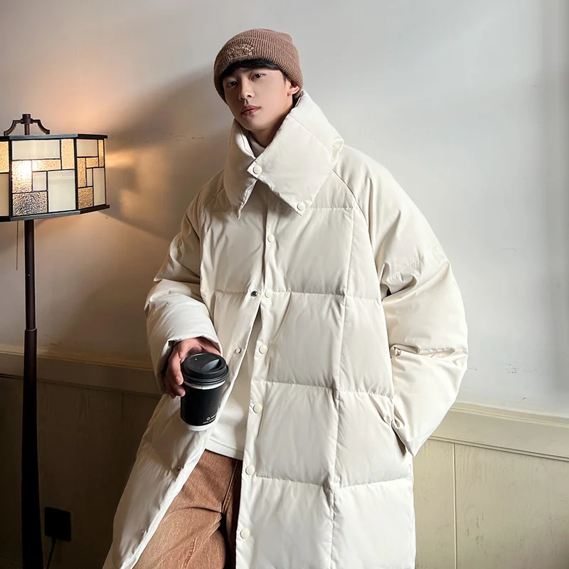 Winter Jacket Men Warm Fashion Oversized Thickened Long Coat Men Korean Loose Black Beige Thick Jacket Mens Parker Clothes M-2XL